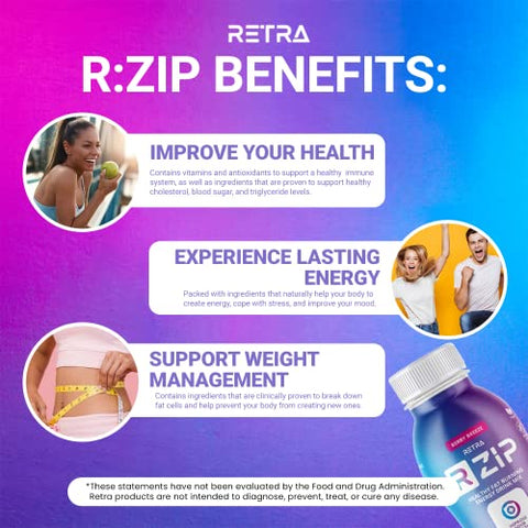 RETRA - Detox Cleanse Zip 11.3 ml Frascos – Bebida Energética Vegana e Sem Glúten para Apoiar um Sistema Imunológico Já Saudável – Sabor Brisa de Frutas Vermelhas (20 Frascos)