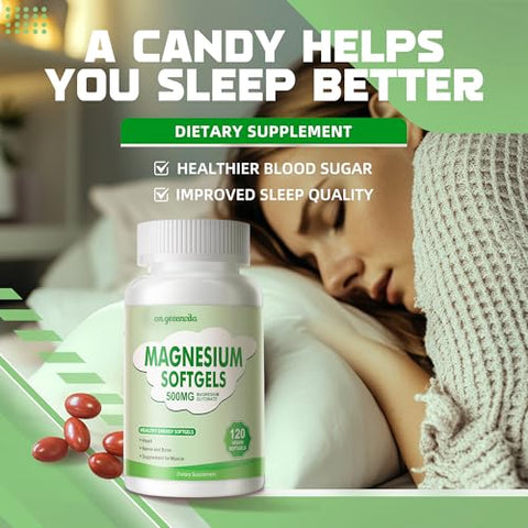 on greenvita - Magnésio Glycinate 500mg – Cápsulas Softgels de Fácil Absorção para um Sono Reparador – Alta Bioacessibilidade