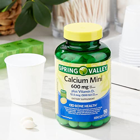LUAL - Lual’s 45 Diabetes Decoded Bundle – Suplemento de Cálcio 600 mg com Vitamina D3 | Comprimidos Pequenos de Cálcio | Cápsulas de Cálcio | Spring Valley Cálcio Plus Vitamina D3, 150 g