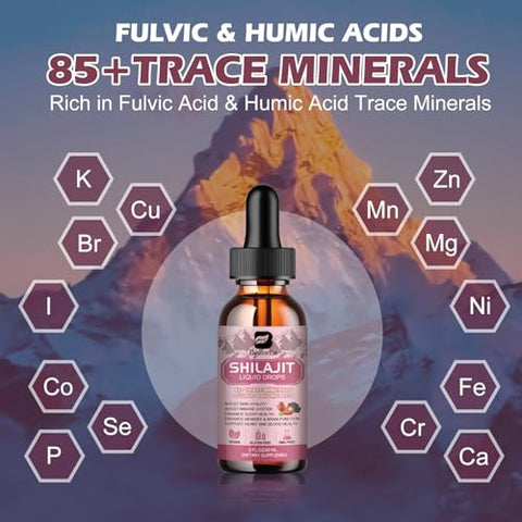B BEWORTHS - Shilajit Resina Líquida | Shilajit Puro para Homens 85 Minerais Traços Complexo Contém Ashwagandha, Cúrcuma, Ginseng, Chaga, Ácido Fúlvico para Suporte Imunológico, Estimulante Cerebral e