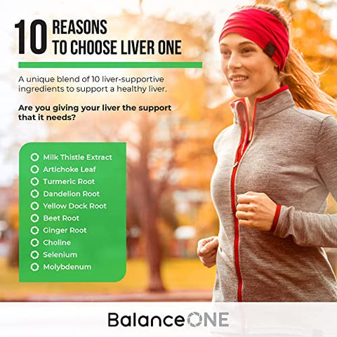 Balance ONE - Liver One Supplements – 10 Ingredientes Naturais – Cardo Mariano, Molibdênio, Dente-de-leão, Alcachofra – Vegano, Não-OGM – Fornecimento de 30 Dias