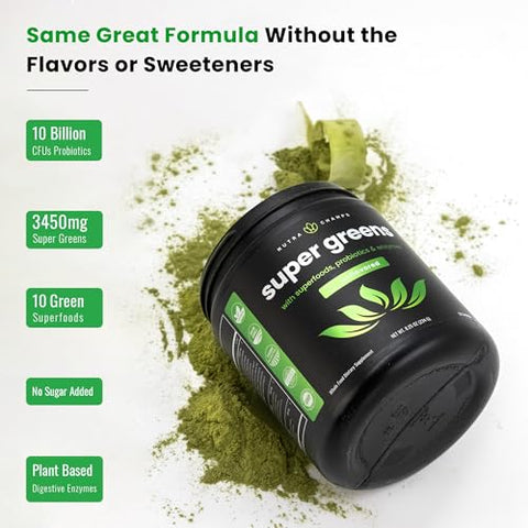 Super Greens em Pó Premium | 20 Alimentos Verdes Orgânicos | Alfafa, Spirulina, Chlorella | 20g - NutraChamps