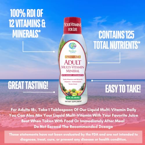 Multivitamínico Líquido para Adultos com 125 Nutrientes, Incluindo 85 Vitaminas – 125ml - Tropical Oasis