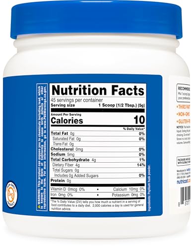 Psyllium em Pó de Casca Inteira (Flocos) 227g – Livre de Glúten - Nutricost