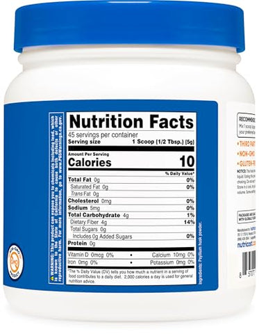 Psyllium em Pó de Casca Inteira (Flocos) 227g – Livre de Glúten - Nutricost