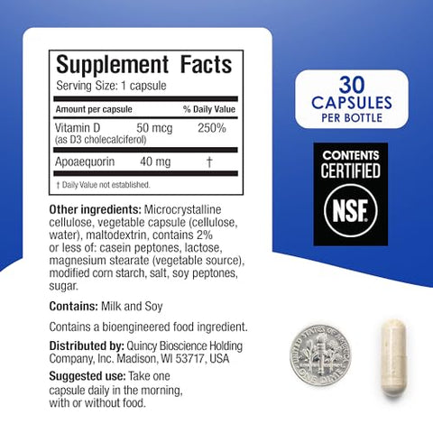 Melhora Memória – Fórmula Profissional 40mg, 30 Cápsulas |2 Pacotes| com Apoaequorina - Prevagen