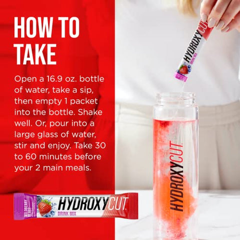 Drink Mix Wildberry Blast – 21 Pacotes de Viagem – Zero Calorias, Zero Açúcar – Acelera o Metabolismo, Queima Calorias, Aumenta a Energia – Para Mulheres - Hydroxycut