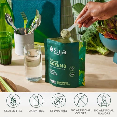 Greens Powder: Mistura de Probióticos, Spirulina e Superfood Diário para Suporte Imunológico e Digestão - Suja