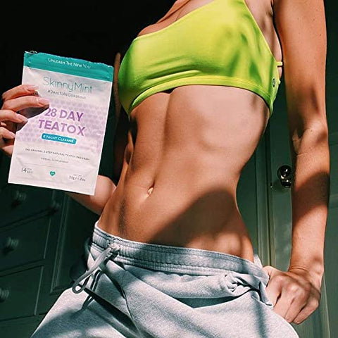 Kit Detox SkinnyMint Original 28 Dias – Programa TeaTox Definitivo – Chá Detox Natural Morning Boost e Night Cleanse – Ajuda a Reduzir Inchaço e Aumentar Energia