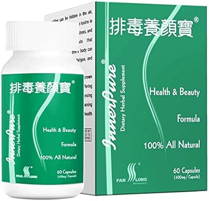 InnerPure ® – 6 HERBAS para Movimentos Intestinais Saudáveis e Bem-Estar Digestivo. Promova Regularidade, Nutra a Saúde Intestinal e Alcance o Equilíbrio Digestivo. Cápsulas Detox e Beleza, 60g - FAR LONG
