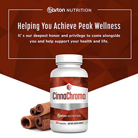 Barton Nutrition - CinnaChroma Cápsulas de Canela – Suplemento com Extrato, Picolinato de Cromo e Vanádio 30 VIT D3 K2 para Apoiar o Metabolismo e a Saúde Cardiovascular