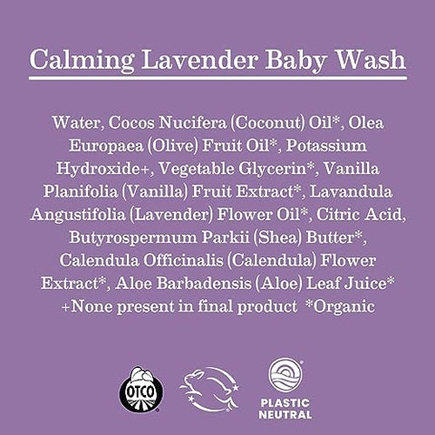 Lavanda Calmante Sabonete Líquido para Bebês, Sabonete Líquido Espumante Orgânico de Lavanda para o Corpo, Sabonete de Castela com Óleo de Coco, Manteiga de Karité, Calêndula, 200ml - Earth Mama