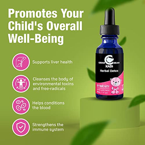 Cedar Bear Naturales - Cedar Bear Herbal Detox para Crianças – Suplemento Herbal Líquido que Fortalece o Sistema Imunológico – Marca Cedar Bear