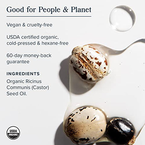 Óleo de Rícino Orgânico HERITAGE STORE, Tratamento Nutritivo para Cabelos, Hidratação Profunda para Cabelos/Skincare, Cílios Saudáveis