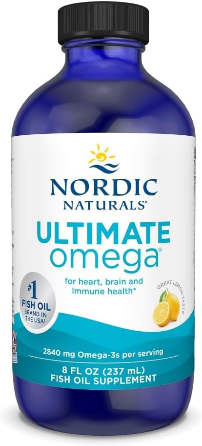 Ultimate Omega Líquido, Sabor Limão – 240 ml – 2840 mg Ômega-3 – Óleo de Peixe de Alta Potência com EPA - Nordic Naturals