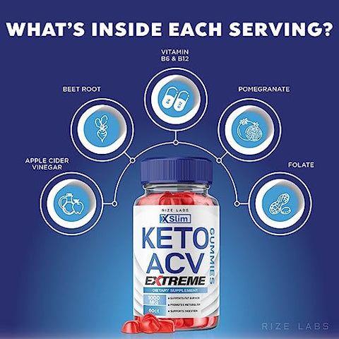 rize labs - XSlim Keto Gummies – Gomitas Avançadas de Perda de Peso XSlim Keto com Vinagre de Maçã – Força Extra para Gordura Abdominal (60 Gummies)