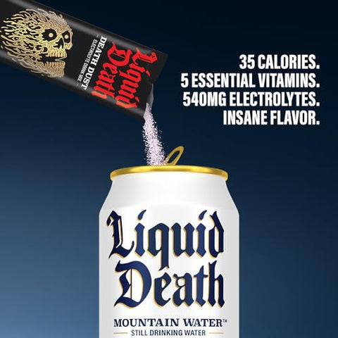 Electrolyte Death Dust – Pacotes de Pó Hidratante – 3 Sabores – Pacote Variado com 12 Sticks – Misture 1 Stick com 350 ml de Água - Liquid Death