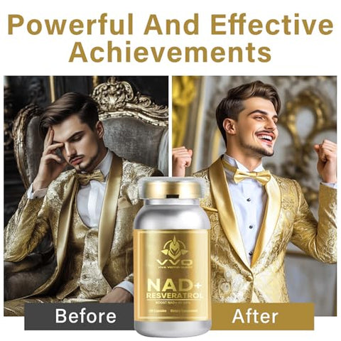 VVQ - NAD 1000 mg | Pontecy NAD Mais Alto | Absorção Máxima | Suplemento Puro de NAD | Energia e Reparo de DNA, Defesa contra o Envelhecimento, Função Cerebral | 120 Cápsulas