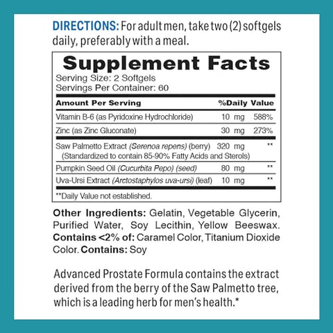 Fórmula Avançada de Próstata com Saw Palmetto 120 Softgels, Suporte à Saúde da Próstata e Urinária, Liberação Rápida, Livre de Glúten - Vitamin World