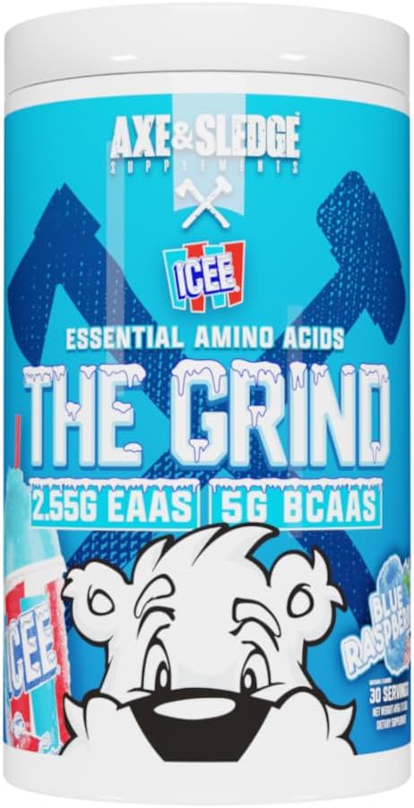 Axe & Sledge - Grind Aminoácidos Essenciais de Cadeia Ramificada, 30 Porções (ICEE Blue Raspberry) – 30g