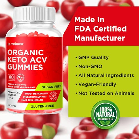 NutraPep - Keto ACV Gummy para Perda de Peso Avançada – Sem Glúten | Marca Keto ACV Gummy