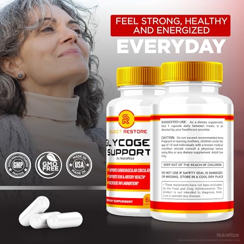 NutraRize - SweetRestore Glycogen Support – Cápsulas Oficiais para Suporte de Glicogênio, Fórmula de Suporte Articular SweetRestore, Avaliações do Limpador de Vasos Sanguíneos (60…)