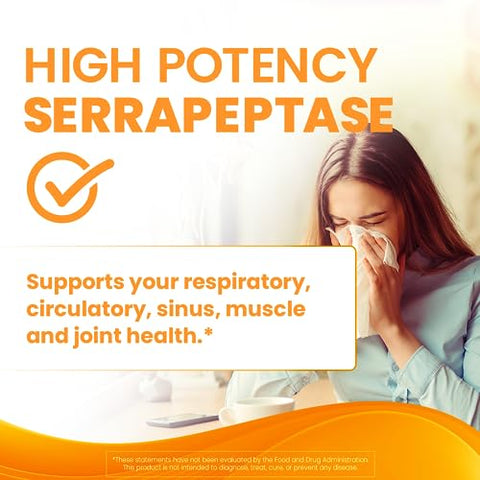 Doctor's BEST - Doctor’s Best Serrapeptase de Alta Potência – Suporte para Seios Saudáveis e Sistema Imunológico Forte – Não-OGM, Sem Glúten, Vegano – 120.000 SPU, 270 Cápsulas Vegetais