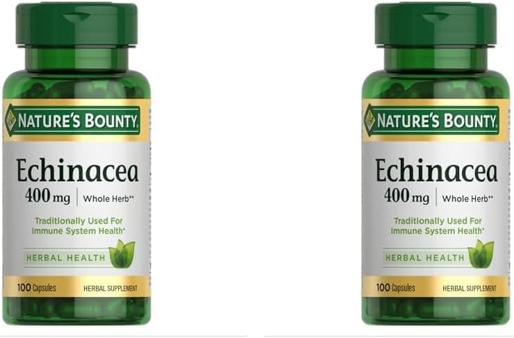Nature's Bounty - Nature’s Bounty Echinacea – Suplemento Herbal, Fortalece a Imunidade, 400mg, 100 Cápsulas (Pacote com 2)