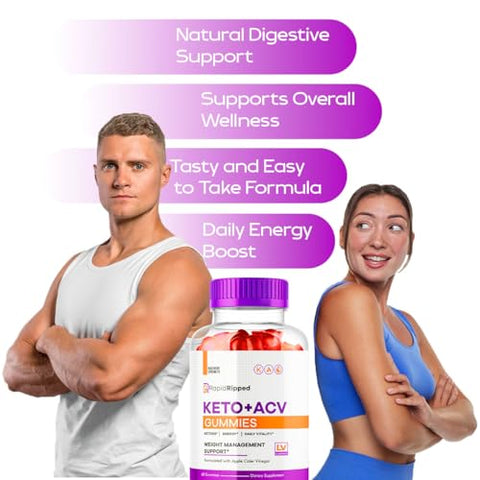 LIVORKA - Rapid Ripped Keto ACV Gummies – 3 Pacotes, 180 Gummies – Marca RapidRipped