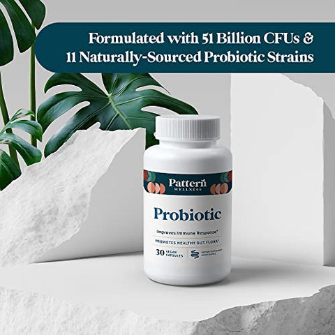 Probiótico – 51 Bilhões UFC – Promove Flora Intestinal Saudável – Mantém Equilíbrio Digestivo – 60 Cápsulas - Pattern Wellness