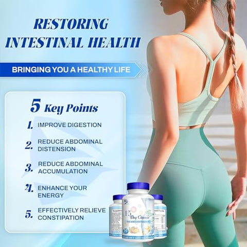 XCBBDY - 15 Day Cleanse – Suporte para Intestino e Cólon, Cápsulas Dissolventes para Limpeza de 15 Dias, com Sene, Cáscara Sagrada