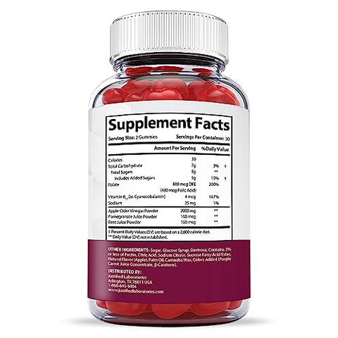 Justified Laboratories - (2 Pacotes) Gomas de ProFast Keto ACV Fórmula Extrema 2000MG Pro Fast Vegan Non GMO com Suco de Romã Beterraba B12 120 Gummys