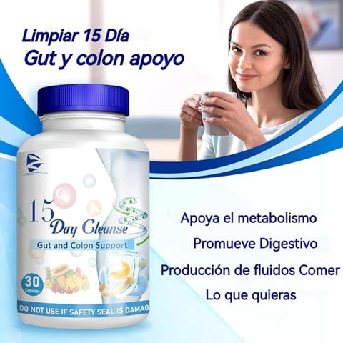 Generic - Limpieza de 15 Días – Pastillas para Limpiar el Colon y Apoyar el Intestino | Marca: 15 Day Cleanse Gut Support