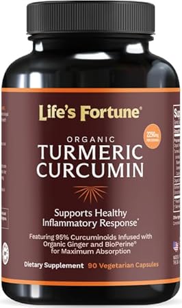 Life's Fortune - Life’s Fortune Cúrcuma Orgânica com Pimenta Preta e Gengibre, Absorção Aprimorada, Suplemento Extra Forte, Articulações