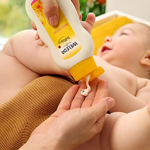 Baby Calendula Loção Corporal Reconfortante, Hidratante Vegetal com Calêndula, Camomila, Amêndoa Doce e Óleos de Gergelim, 200 ml - Weleda