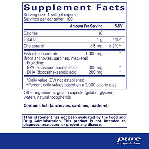 EPA/DHA Essentials – Óleo de Peixe Concentrado para Apoiar a Saúde Cardiovascular – EPA Premium - Pure Encapsulations