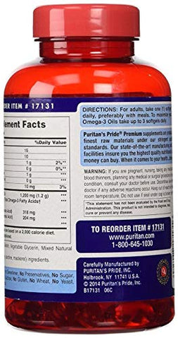 Puritan's Pride - Puritan’s Pride Ômega-3 de Dupla Potência 1200 mg/600 mg Ômega-3, Apoia a Saúde do Coração e das Articulações, 90 Cápsulas