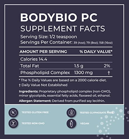 Brain Supplement 120 ml – Complexo de Fosfolipídios para Envelhecimento Saudável | Impulsionador de Nootrópicos | Aumenta o Foco, Memória, Reparo Celular – Fosfatidilcolina para Melhorar - BodyBio