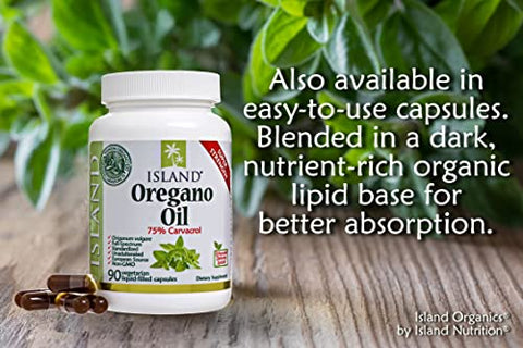 Island Nutrition - Óleo de Orégano Orgânico Líquido – 100% Puro