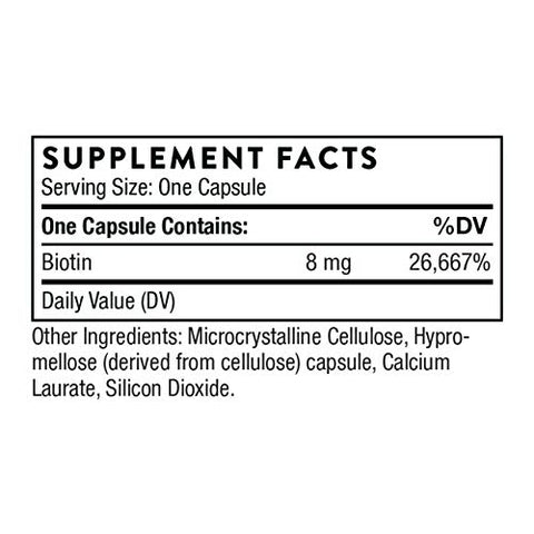 Biotin 8 – Vitamina B7 para Cabelos, Unhas e Pele Saudáveis – 60 Cápsulas - THORNE