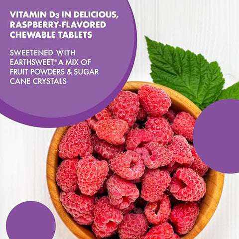 Nutrition Earth Sweet Vitamina D3 5000 UI Comprimidos Mastigáveis, Auxilia no Fortalecimento Muscular - Bluebonnet