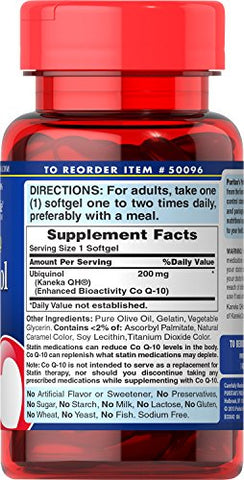 Puritan's Pride - Puritan’s Pride Ubiquinol 200mg – Suporte à Saúde Cardíaca, 60 Softgels