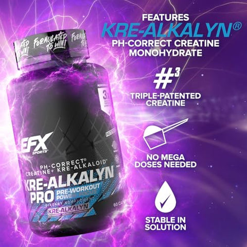 Kre-Alkalyn Pro | Creatina Monohidratada em Cápsulas pH Correto | Pré-treino para Construção Muscular Masculina - EFX Sports