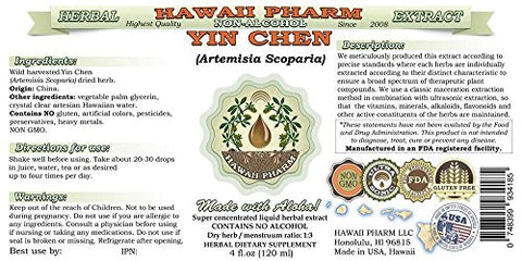 Yin Chen Extrato Líquido Sem Álcool, Artemísia Scoparia Glicerito de Ervas Naturais, Hawaii Pharm, EUA 2×60 ml