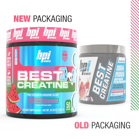 Best Creatine – 6 Formas Avançadas de Creatina – Suporte para Construção Muscular e Recuperação Pós-Treino – Watermelon Cooler, 50 Porções - BPI Sports