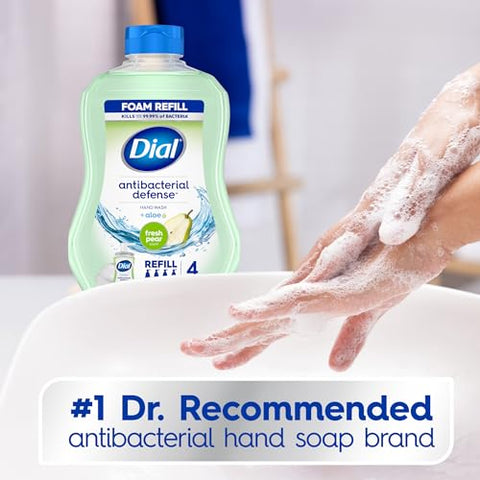 Dial - Recarga de Sabonete Líquido Antibacteriano Dial Espuma, Pera Fresca, 30 ml Pack com 4