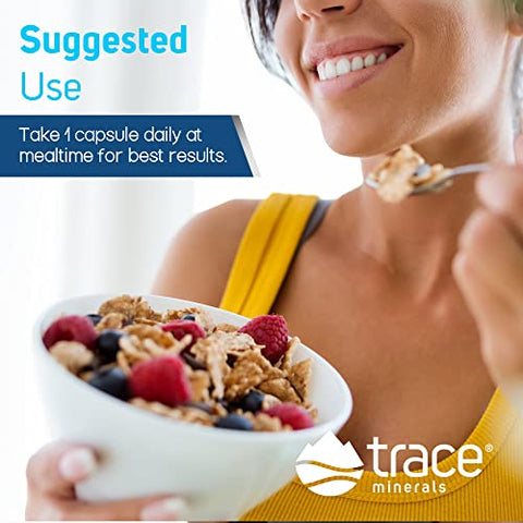 Trace Minerals - Cápsulas de Magnésio Glicinato de Minerais Traços | Suplemento de Magnésio 120 mg | 180 Unidades