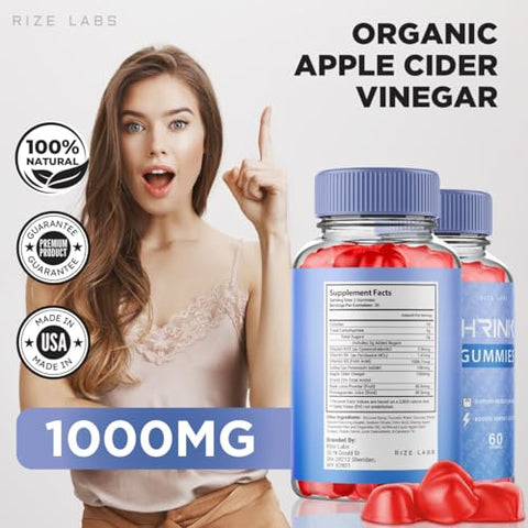 rize labs - (2 Pacotes) Shrink X – Gomas Shrink X para Perda de Peso, Suplemento Shrink X Keto ACV, Goma Keto ACV, Gomitas de Força Máxima Shrink X para Gordura Abdominal, Avaliações de Ursinhos ShrinkX (120…)