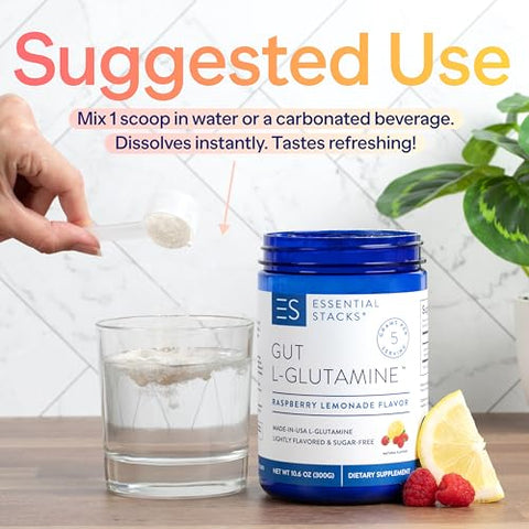 Pó de L-Glutamina com Sabor (Limão Framboesa) – Sem Açúcar – 100g - Essential Stacks