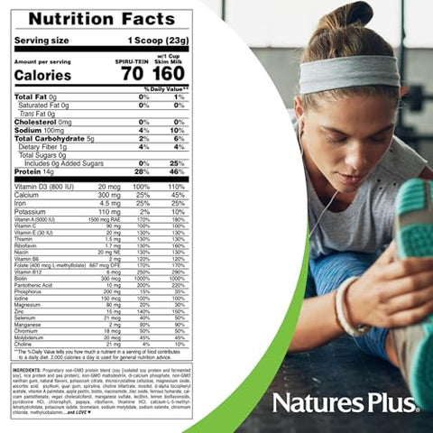 Natures Plus - Nature’s Plus Spiru-Tein Shake Simply Natural – 740g – Shake Proteico Natural